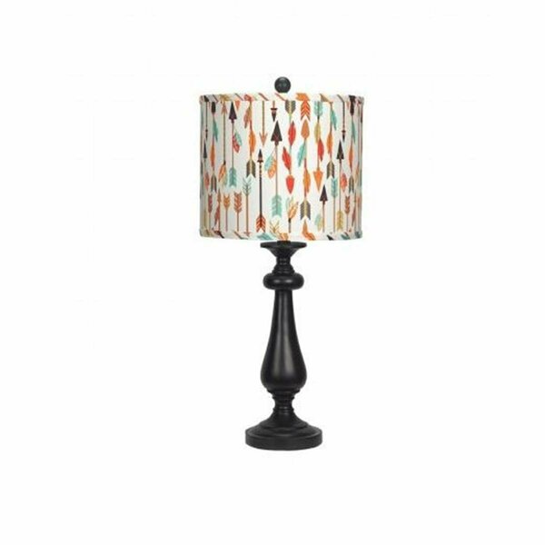 Homeroots Black Table Lamp with Quills & Arrow Printed Shade 380155
